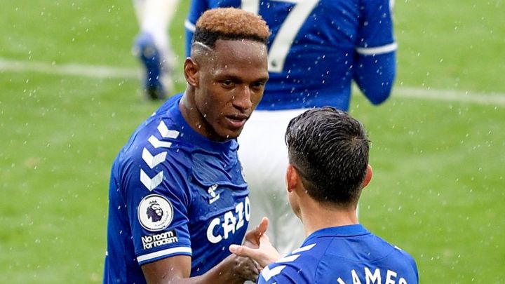 Yerry Mina y James Rodríguez, jugadores del Everton