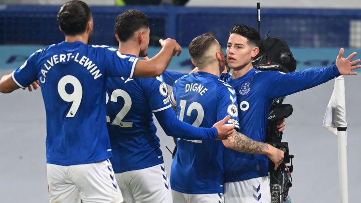 James Rodríguez celebra su gol ante Leicester por la Premier League