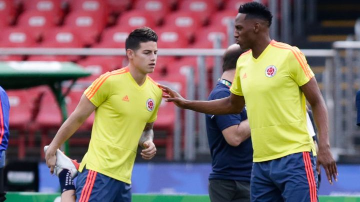 James Rodríguez y Yerry Mina en la Copa América de 2019