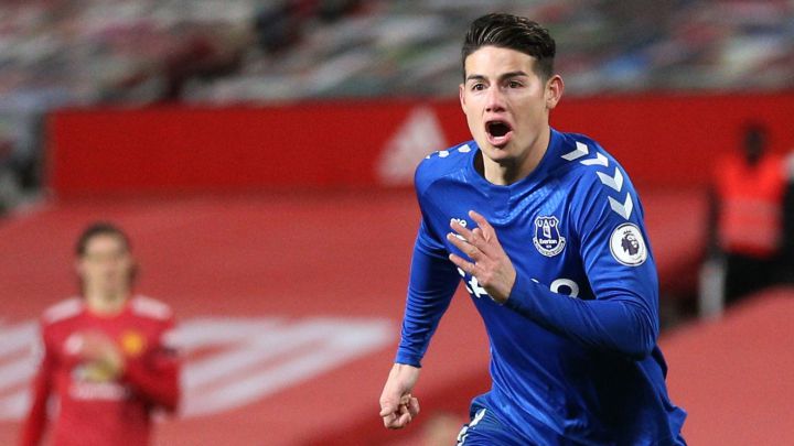 James Rodríguez, volante del Everton, anotó en el empate 3-3 ante el Manchester United en Old Trafford. El volante colombiano llegó a cinco goles en Premier