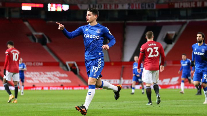 James Rodríguez, volante del Everton, es el tercer colombiano en marcar en el mítico Old Trafford de Manchester. Se une a Hamilton Ricard y Falca García