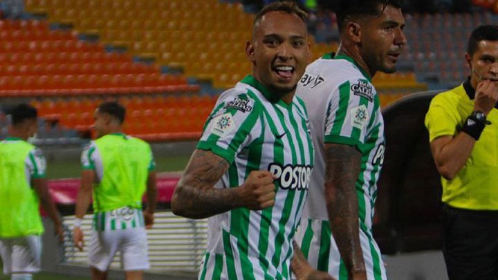 Jarlan Barrera celebra un gol ante Chicó