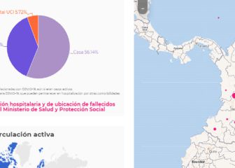 Mapa de casos y muertes por coronavirus en Colombia
