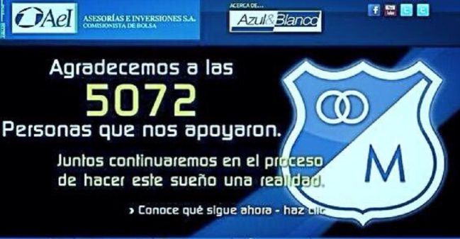 Mensaje de Millonarios en 2011