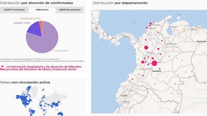 Mapa de casos y muertes por coronavirus por departamentos en Colombia: hoy, 1 de abril.