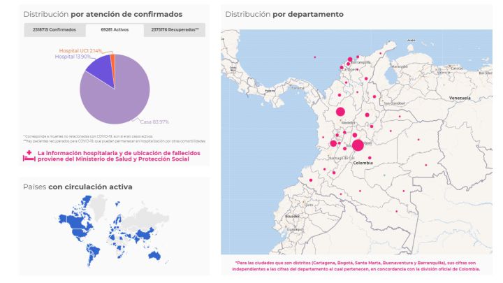 Mapa de casos y muertes por coronavirus por departamentos en Colombia: hoy, 11 de abril