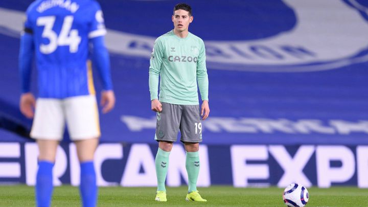 James Rodríguez, volante del Everton, no pudo brillar en la última fecha de Premier League. Ancelotti quiere conectar y aprovechar al máximo a su figura