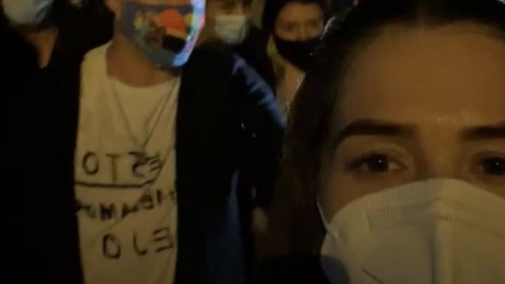 Lina Tejeiro y Alejandro Riaño en el paro nacional del 28 de abril