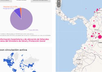 Mapa de casos y muertes por coronavirus en Colombia