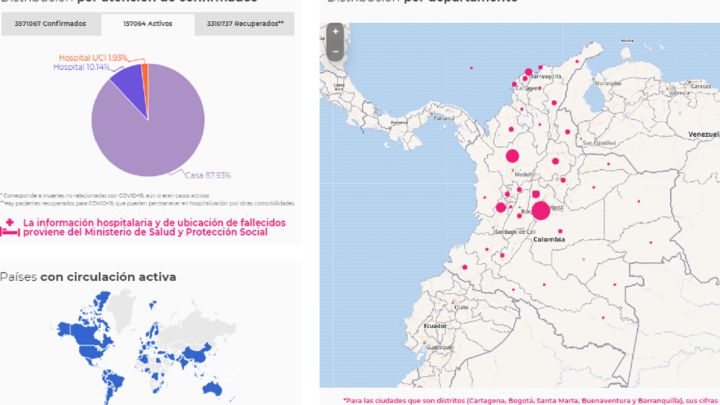 Mapa del coronavirus en Colombia del 7 de junio de 2021