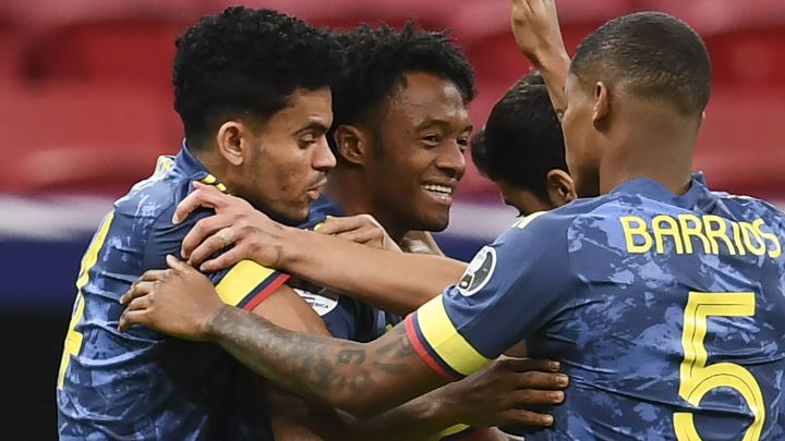 Juan Guillermo Cuadrado yLuis Díaz, jugadores de la Selección Colombia
