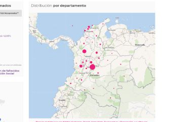 Mapa de casos y muertes por coronavirus en Colombia