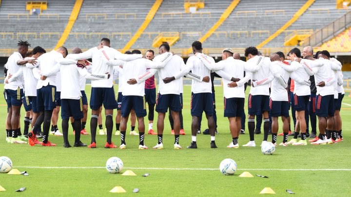 La Selección Colombia durante un entrenamiento en Bogotá.
