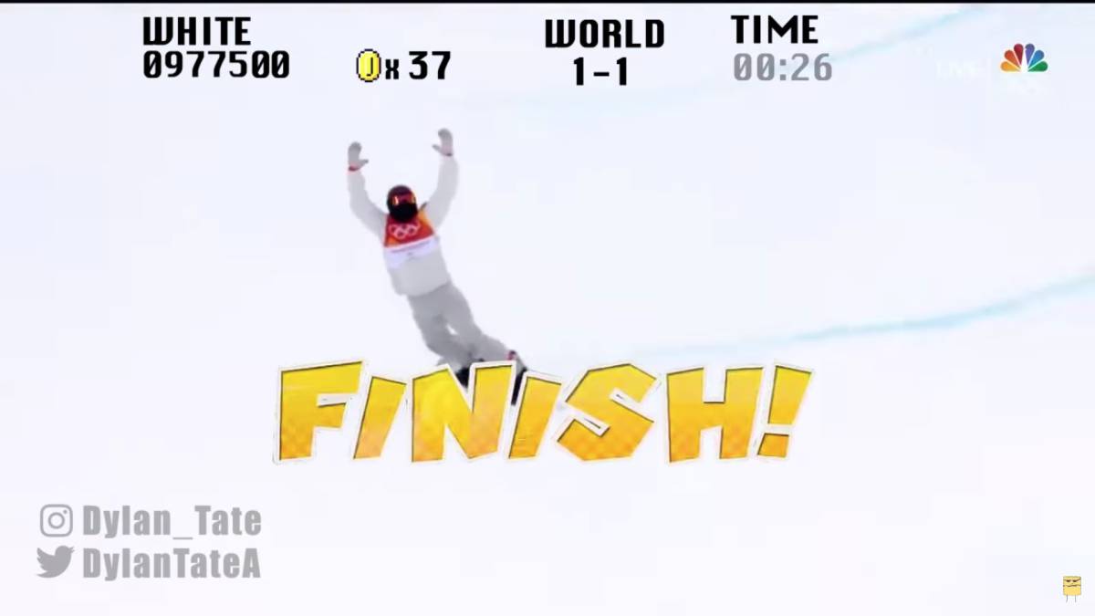 shaun white oro snowboard halfpipe juegos olimpicos invierno 2018 pyeongchang version super mario bros