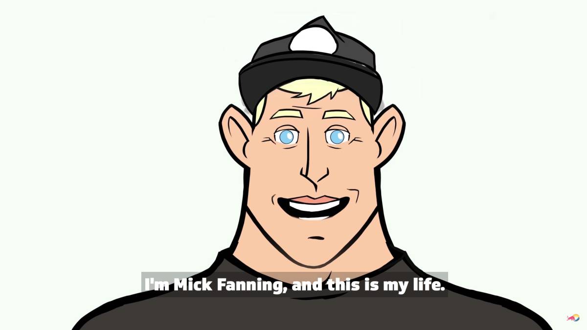 mick fanning surfista australiano historia surf red bull dibujos animados