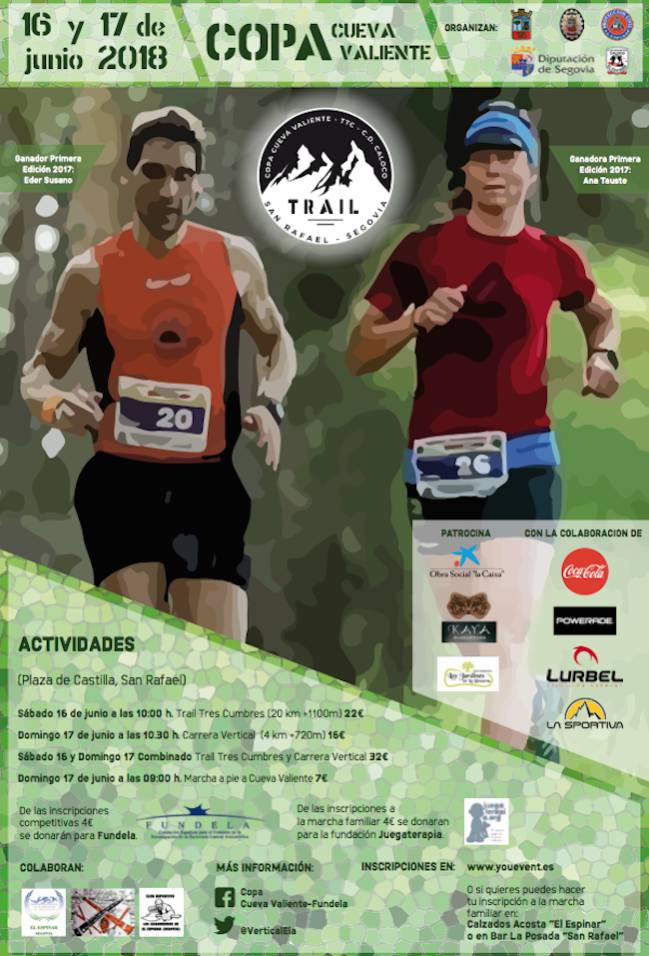 cartel copa cueva valiente trail running fundela juegaterapia segovia san rafael carrera