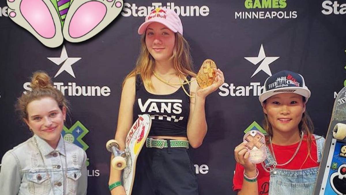 Podio Skate Park X Games Minneapolis 2018. Brighton Zeuner medalla oro