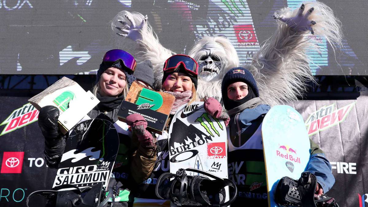 maddie mastro chloe kim queralt castellet womens snowboard superpipe final dew tour breckenridge colorado podio
