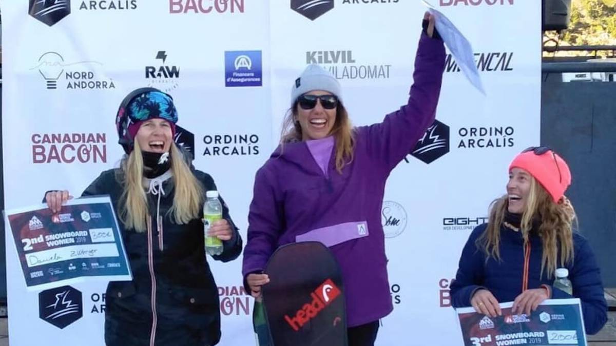 nuria castan ganadora jam extreme snowboard femenino arcalis andorra freeride world qualifier fwq podium
