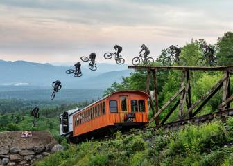 Carson Storch se prepara para el Rampage saltando sobre un tren