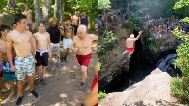 abuelo saltador acantilado 20 metros