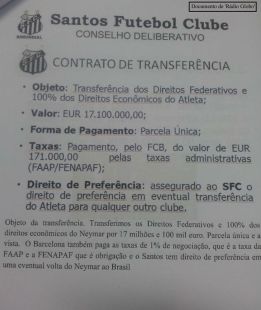 Document shows Santos earned just 9m from Neymar transfer Document shows Santos earned just 9m from Neymar transfer