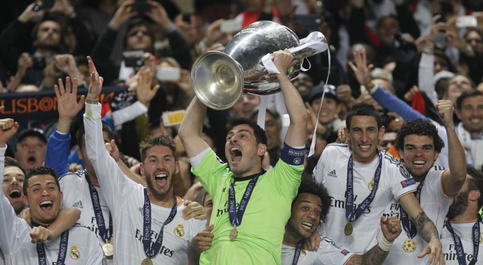 Real Madrid win their 10th European Cup, Iker Casillas celebrates