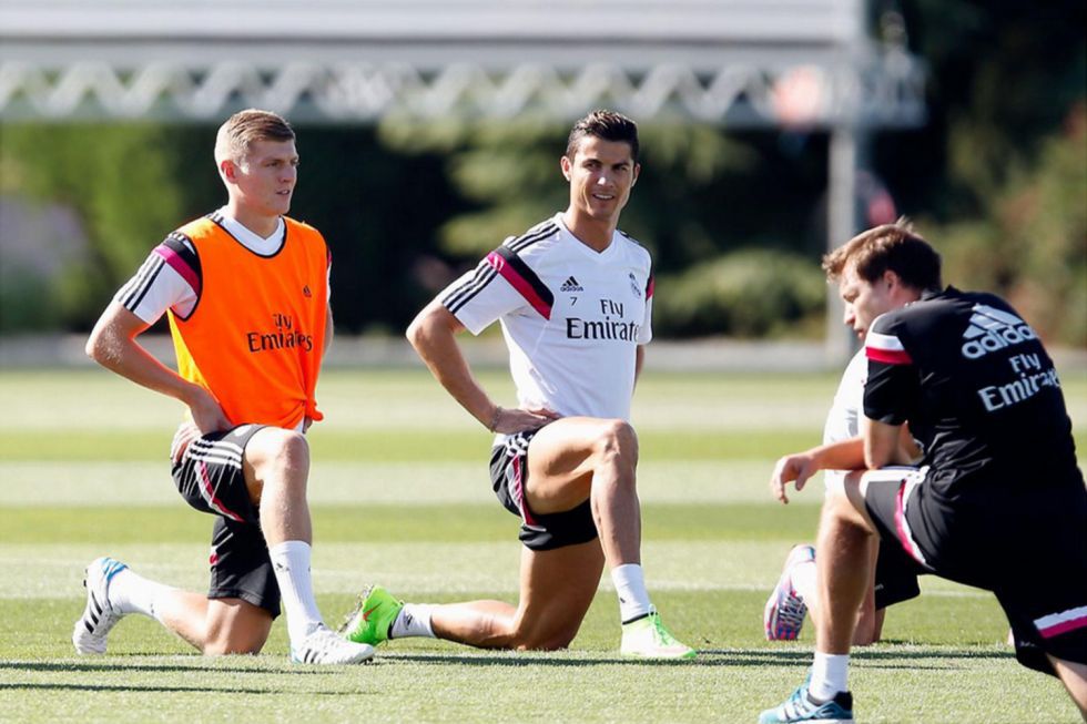 Cristiano pushes himself in today's training session