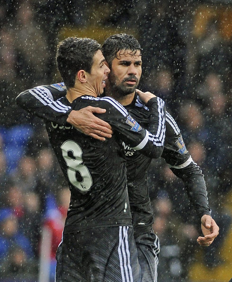 Cuffs up in Cobham as Diego Costa and Oscar go at it