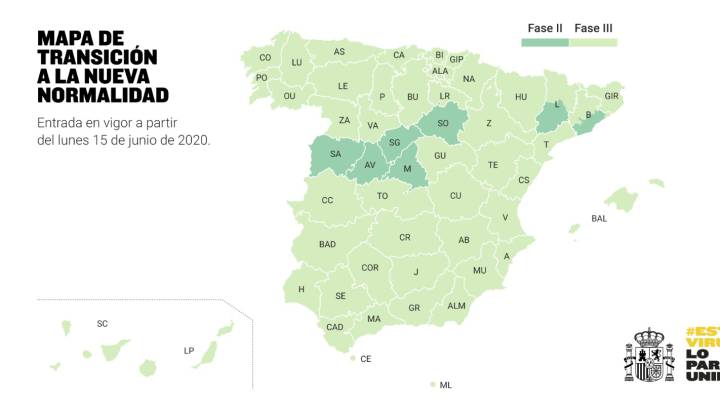 ¿Qué provincias entran en la fase 3 y en la nueva normalidad el lunes 15 de junio?