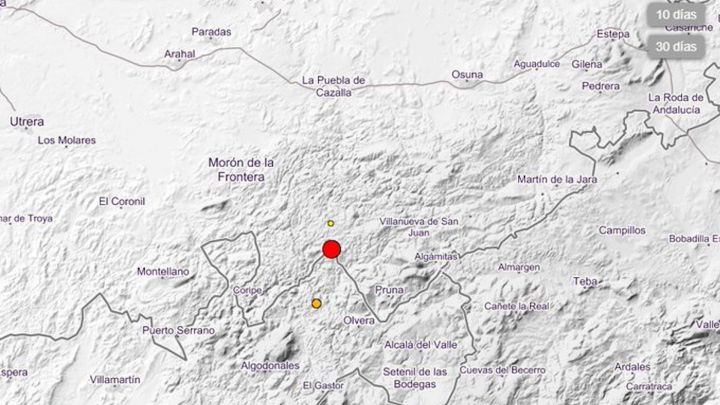 Registrado un terremoto de magnitud 4,1 entre las provincias de Sevilla y Cádiz