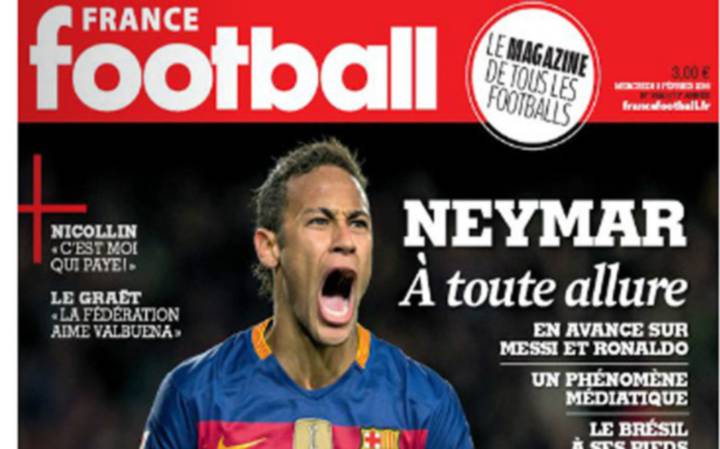 France Football places Neymar ahead of Messi and Cristiano