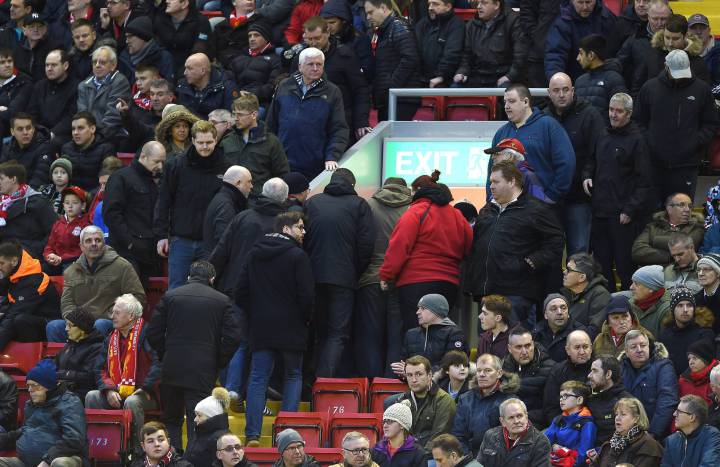 Liverpool fans stage walkout and miss late meltdown