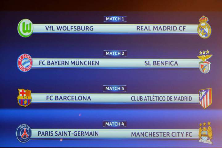 Champions League draw: Wolfsburg-Real, Barça-Atlético