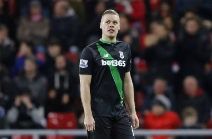 Ryan Shawcross, durante un partido de Premier League con el Stoke City.