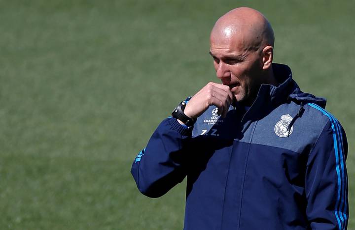 Zidane, during training on Tuesday ahead of Manchester City clash.