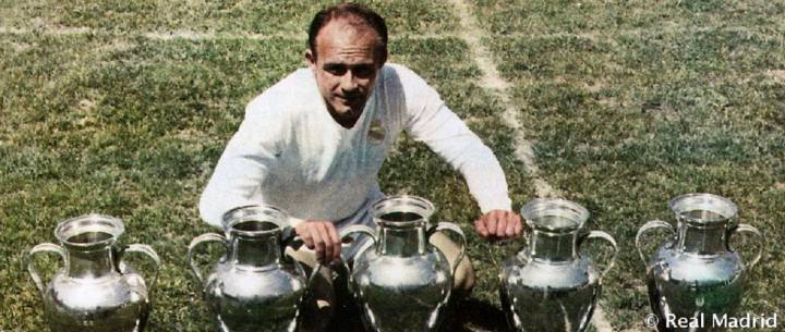 Alfredo di Stefano with 5 European Cups