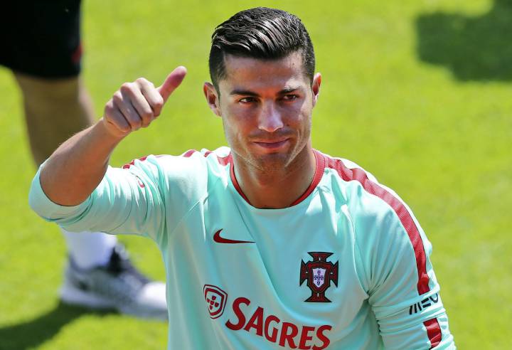 Cristiano during Portugal training