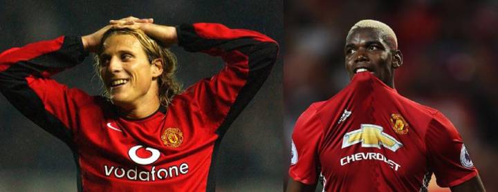Diego Forlan and Paul Pogba: both with early challenges to overcome at Manchester United