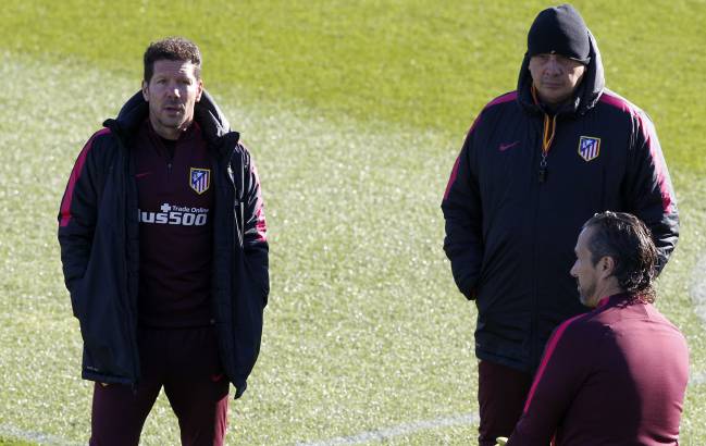 Simeone training with Atletico Madrid.