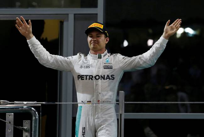 Nico Rosberg of Germany celebrates after winning the Formula One 2016 Drivers' World Championship