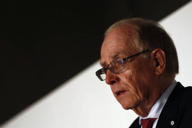 Professor Richard McLaren speaks during a press conference following the publication of his report on drug use in Russian sport, in central London on December 9, 2016.