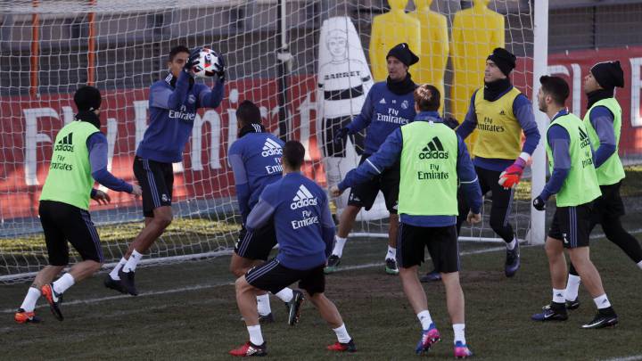 Real Madrid training ahead of their Copa del Rey quarter final against Celta in the Balaídos.