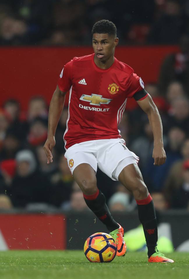 Marcus Rashford of Manchester United in action during the Premier League match between Manchester United and Watford