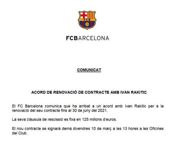Ivan Rakitic Extends Barcelona Contract To 2021