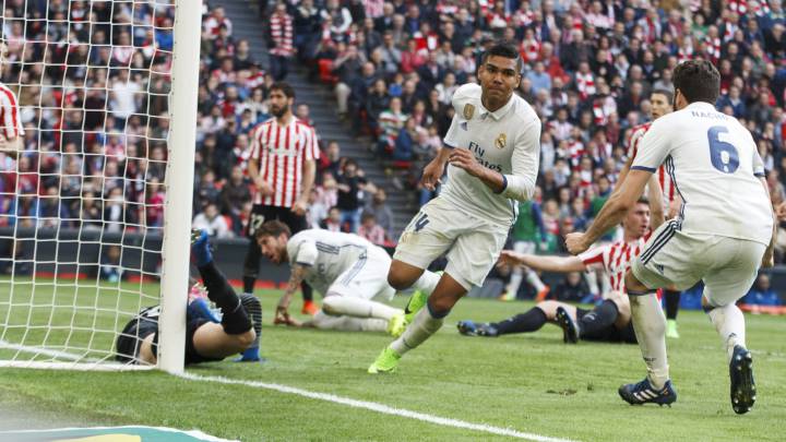 Casemiro was the unlikely scorer of the winning goal at San Mamés, as Real Madrid secured a crucial 1-2 victory. Benzema and Aduriz also scored in an enthralling clash.