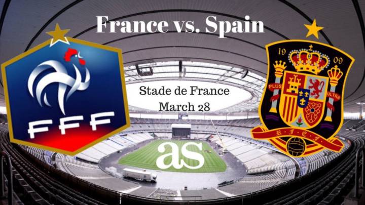 All the information you need on where and when to watch France v Spain International friendly game at Stade de France (Paris) on Tuesday March 28 2017, kick-off 21:00 CET.