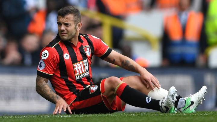 The Bournemouth midfielder, on loan from Arsenal, broke his leg in a collision with Tottenham's Harry Kane. His future at The Emirates is uncertain.