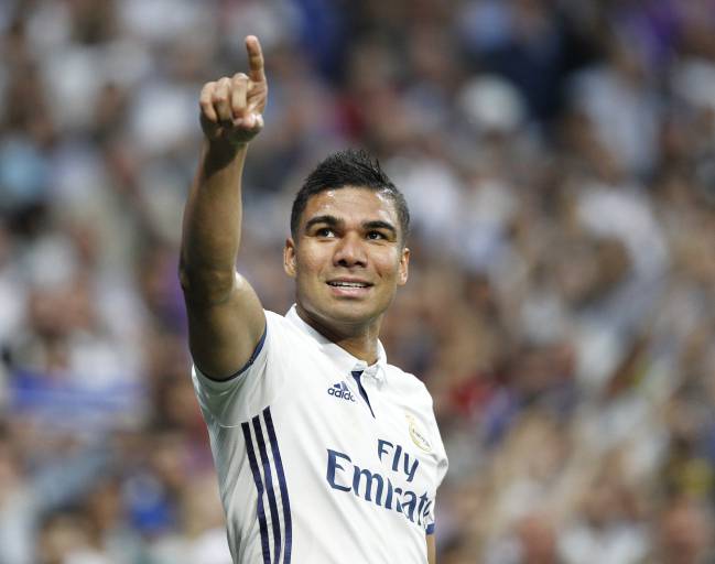 Casemiro celebrates his goal that opening the scoring.