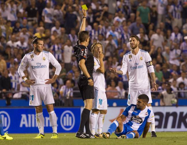 Sergio Ramos given his second yellow card against Depor.